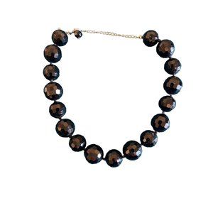 Large Short Black Faceted Glass Bead Necklace